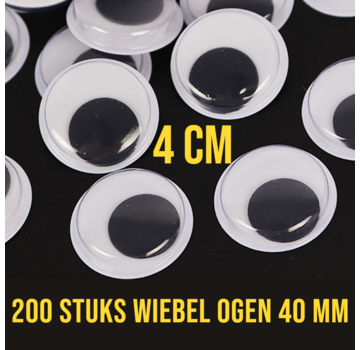 Allernieuwste.nl® 200 Stuks Wiebelogen - 40 mm - Wit Zwart