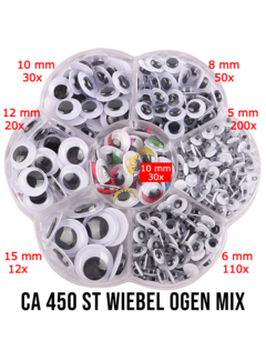 Allernieuwste.nl® ca. 450 Stuks Wiebelogen - Mix 5 tot 15 mm - Zwart Wit