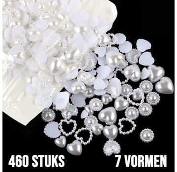 Allernieuwste.nl® ca. 460 Stuks Imitatieparels in 7 Stijlen  - Wit **