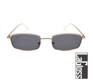 LaGloss® Kleine Gouden Heren Zonnebril - Lenskleur Zwart - Gouden montuur