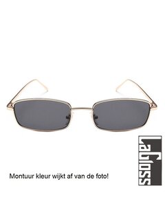 LaGloss® Kleine Zilveren Heren Zonnebril - Lenskleur Zwart - Zilveren montuur