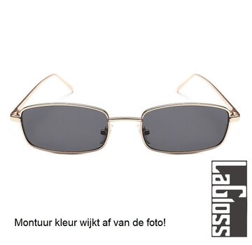 LaGloss® Kleine Zilveren Heren Zonnebril - Lenskleur Zwart - Zilveren montuur