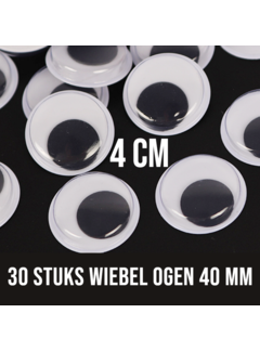 Allernieuwste.nl® 30 Stuks Wiebelogen - 40 mm - Wit Zwart