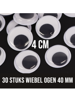 Merkloos 30 Stuks Wiebelogen - 40 mm - Wit Zwart