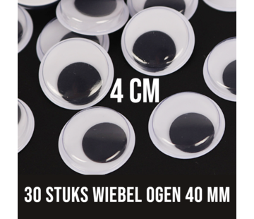 Allernieuwste.nl® 30 Stuks Wiebelogen - 40 mm - Wit Zwart