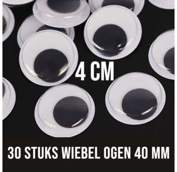 Allernieuwste.nl® 30 Stuks Wiebelogen - 40 mm - Wit Zwart