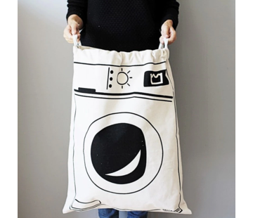 Allernieuwste.nl® Grote Katoenen Waszak met Wasmachine Print - 65 x 47 cm