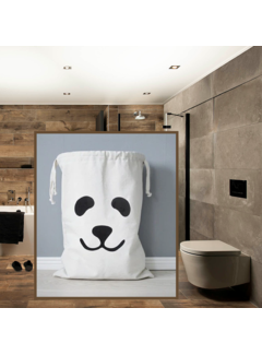 Allernieuwste.nl® Waszak met Panda Print - wit/zwart - 65 x 47 cm