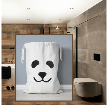 Allernieuwste.nl® Waszak met Panda Print - wit/zwart - 65 x 47 cm