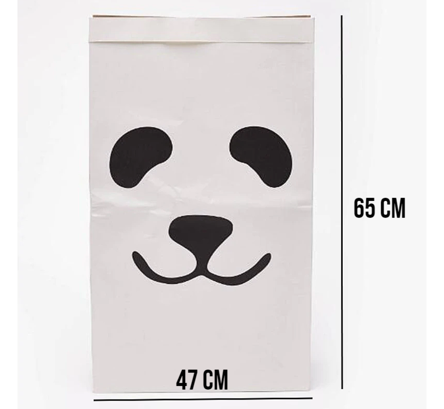 Waszak met Panda Print - Badkamer Was Zak - Laundry Bag - wit-zwart - 65 x 47 cm