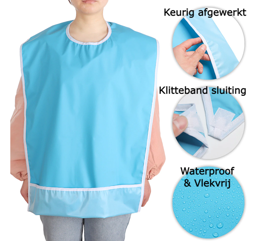 Allernieuwste.nl® SET 2 STUKS Waterproof Slabber voor Volwassenen LICHT BLAUW - Slab voor Senioren - Ouderen Servet - Schort Gehandicapten - Kledingbeschermers - Blauw 2 ST