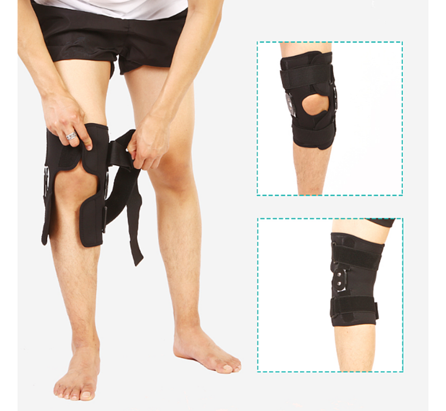 Allernieuwste.nl® Scharnierende Knie Brace L - Orthopedische Kniebandage met Scharnier - Knieband - ZWART - Maat L