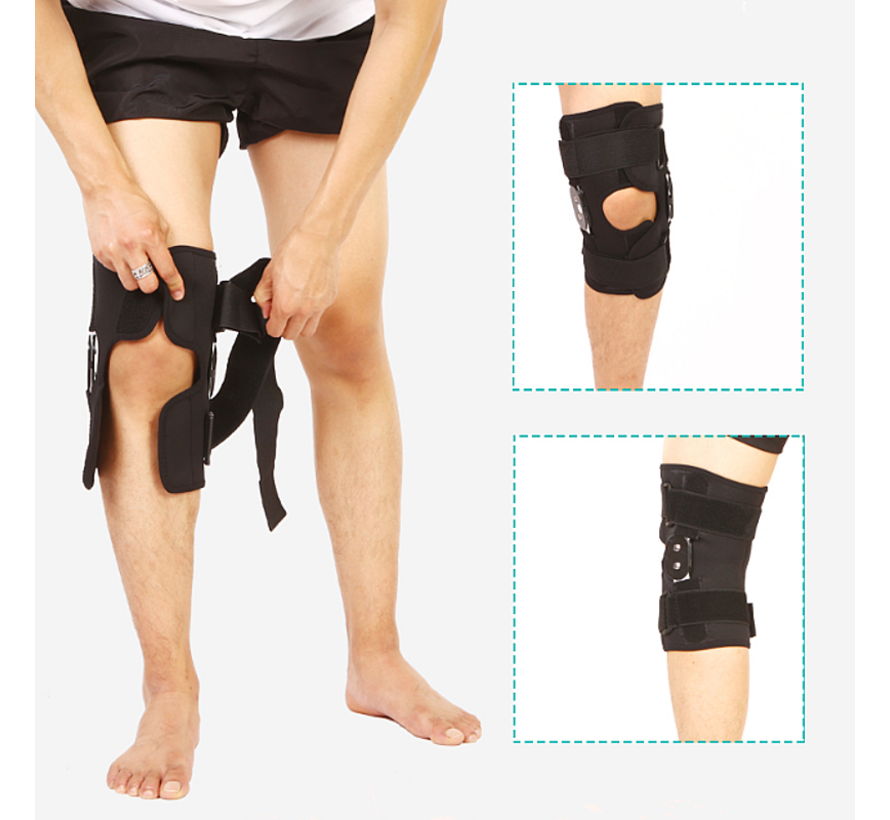 Allernieuwste.nl® Scharnierende Knie Brace XL - Orthopedische Kniebandage met Scharnier - Knieband - ZWART - Maat XL