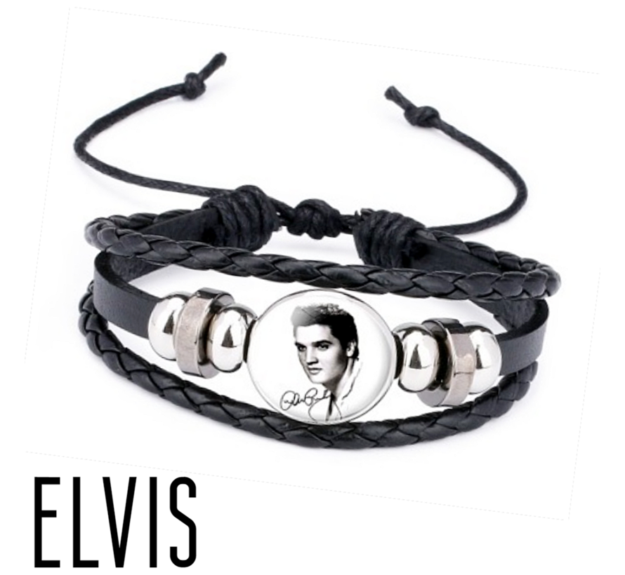 Allernieuwste.nl® Armband Elvis Presley Handtekening - Muziek Legende Popstar icoon - Dames Heren Armbanden Unisex