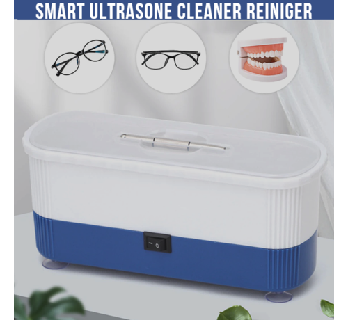 Allernieuwste.nl® Allernieuwste.nl® Smart Ultrasoon Cleaner Reiniger Sieraden Brillen Gebit Munten - Sieraden Trilapparaat Reinigen Schoonmaken HF Ultrasonic Cleaner - Blauw Wit