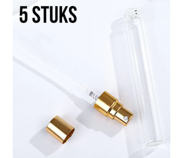 LaGloss® 5 STUKS Hervulbare Mini Parfum Verstuivers - Helder Glas - 11.4 x 1.4 cm - 10ML