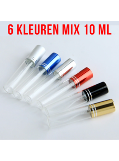 LaGloss® 6 STUKS Hervulbare Mini Parfum Verstuivers - Helder Glas - Mix Kleuren - 8,7 x 1.7 cm - 10ML