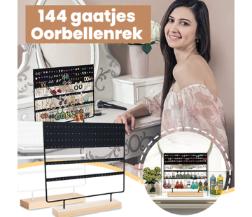 Allernieuwste.nl® 144 gaten Oorbellenrek XXL Sieradenrekje - Zwart - 6 verdiepingen