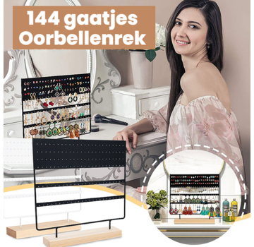 Allernieuwste.nl® 144 gaten Oorbellenrek XXL Sieradenrekje - Zwart - 6 verdiepingen