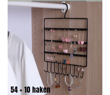 Allernieuwste.nl® Hang Sieradenrek Oorbellenrek 64x - Zwart - 4 verdiepingen