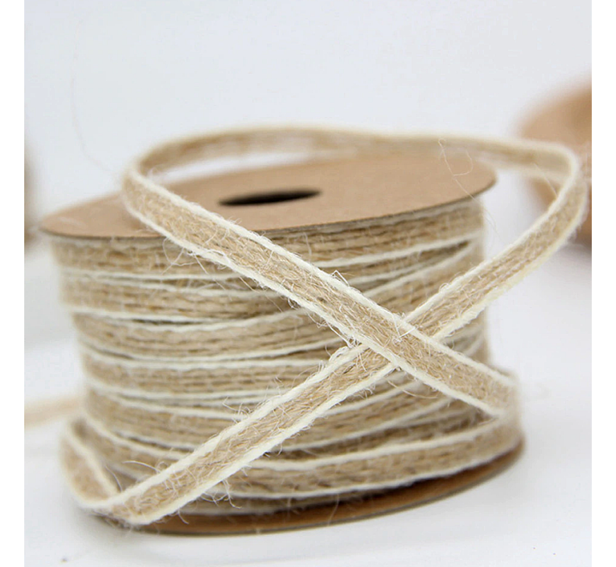 Allernieuwste.nl® 10 meter JUTE Cadeaulint Decoratielint - RolKadolint Jute Hennep - Rustiek Vintage - 10 Meter 5 mm