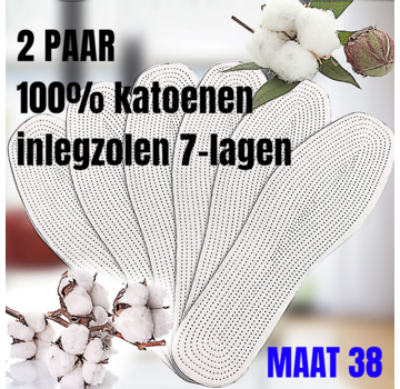 Allernieuwste.nl® 2 PAAR 100% Katoenen Inlegzolen met Melaleuca - 7 - laags - Wit - Maat 38