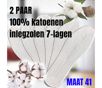 Allernieuwste.nl® 2 PAAR 100% Katoenen Inlegzolen met Melaleuca - 7 - laags - Wit - Maat 41