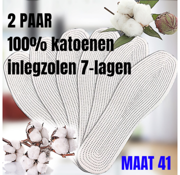 Allernieuwste.nl® 2 PAAR 100% Katoenen Inlegzolen met Melaleuca - 7 - laags - Wit - Maat 41