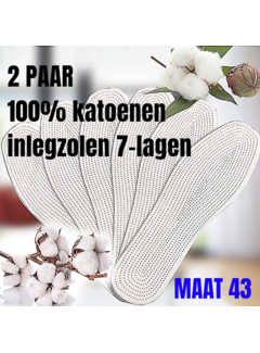 Allernieuwste.nl® 2 PAAR 100% Katoenen Inlegzolen met Melaleuca - 7 - laags - Wit - Maat 43