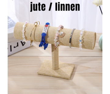 Allernieuwste.nl® 1-Laags Armband Display - 23.7 x 7 x 13.5 cm - Linnen-Jute - Beige