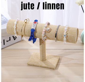Allernieuwste.nl® 1-Laags Armband Display - 23.7 x 7 x 13.5 cm - Linnen-Jute - Beige