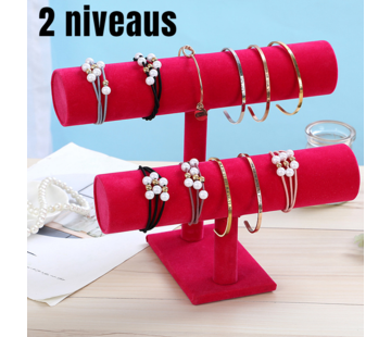 Allernieuwste.nl® 2-Laags Armbanden Display - 23.5/26 cm x 5 cm - Fuchsia