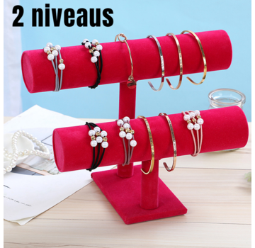 Allernieuwste.nl® 2-Laags Armbanden Display - 23.5/26 cm x 5 cm - Fuchsia