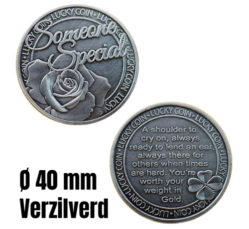 Allernieuwste.nl® Allernieuwste.nl® Someone Special Herdenkingsmunt Geluksmunt Verzilverd Cadeau - Liefde voor Speciaal Iemand Geschenk idee - verzilverd - Ø 40 mm