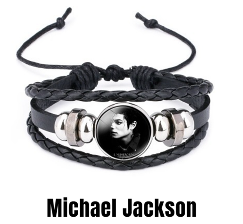 Allernieuwste.nl® Allernieuwste.nl® Armband Michael Jackson - Muziek Legende Popstar icoon - Dames Heren Armbanden Unisex - leder - 26 cm
