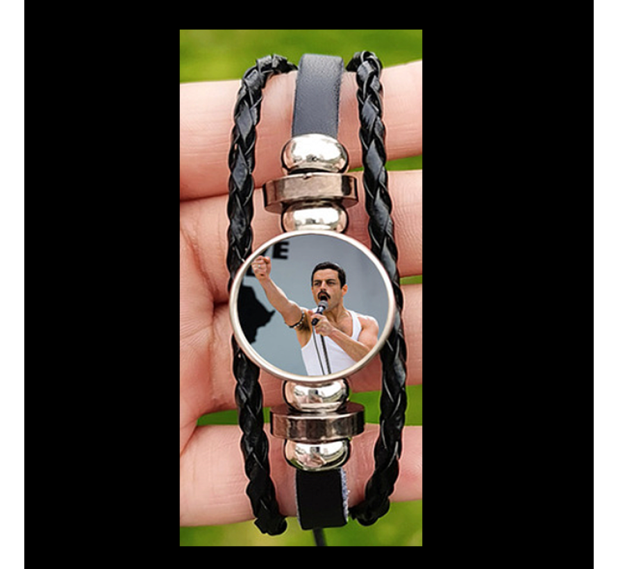 Allernieuwste.nl® Armband Freddie Mercury Queen LIVE - Muziek Legende Popstar icoon - Dames Heren Leren Armbanden Unisex - 26 cm