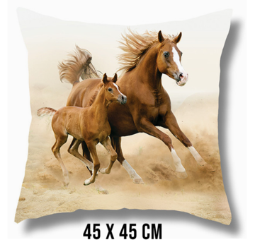 Allernieuwste.nl® Kussenhoes Paard met Veulen - 45 x 45 cm