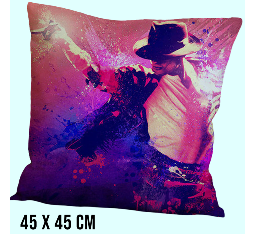 Allernieuwste.nl® Kussen Michael Jackson - Kussenhoes polyester peach skin Perzikhuid Hitzanger - Artiest Zanger - Kleur 45 x 45 cm