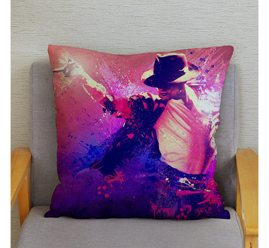 Allernieuwste.nl® Kussen Michael Jackson - Kussenhoes polyester peach skin Perzikhuid Hitzanger - Artiest Zanger - Kleur 45 x 45 cm