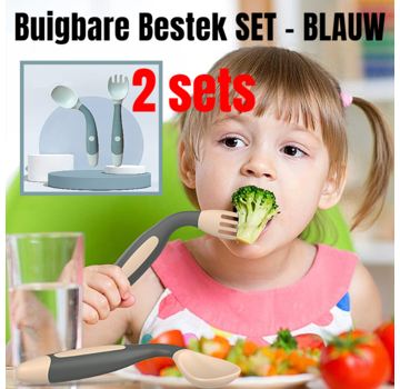 Allernieuwste.nl® 2 Sets Van 3-DELIG Buigbaar Kinderbestek - BLAUW