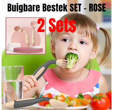 Allernieuwste.nl® 2 Sets Van 3-DELIG Buigbaar Kinderbestek - ROZE