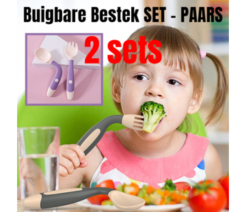 Allernieuwste.nl® 2 Sets Van 3-DELIG Buigbaar Kinderbestek - PAARS