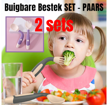 Allernieuwste.nl® 2 Sets Van 3-DELIG Buigbaar Kinderbestek - PAARS