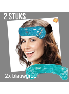Allernieuwste.nl® 2st Warm of Koud GEL PAREL Migraine Hoofdband of Nekband - Groen/Blauw