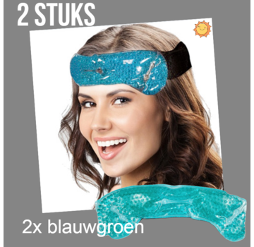 Allernieuwste.nl® 2st Warm of Koud GEL PAREL Migraine Hoofdband of Nekband - Groen/Blauw