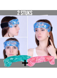 Allernieuwste.nl® 2st Warm of Koud GEL PAREL Migraine Hoofdband of Nekband - 1x Rose 1x Groen/Blauw