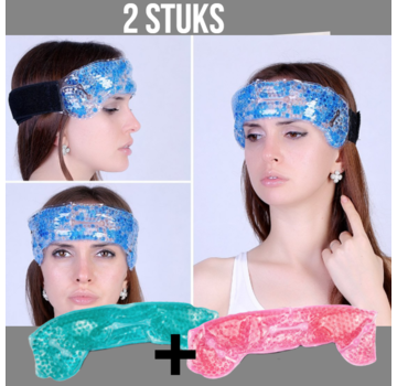 Allernieuwste.nl® 2st Warm of Koud GEL PAREL Migraine Hoofdband of Nekband - 1x Rose 1x Groen/Blauw