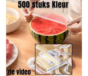 Allernieuwste.nl® 500 stuks Elastische Afdekfolie Voedselhoes - KLEUR Transparant - tot max 38 cm