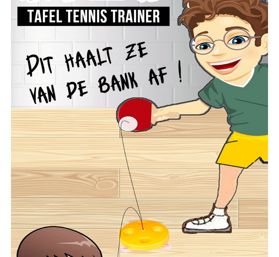 Allernieuwste.nl® Tafel Tennis Trainer voor Kinderen - Tafeltennis Spel - 2 Houten Batjes en 3 Ballen - Aktief Spelletje