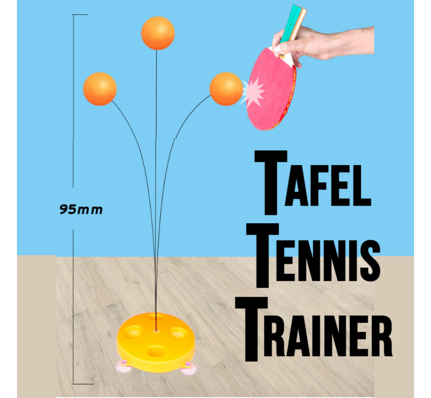 Allernieuwste.nl® Tafel Tennis Trainer voor Kinderen - Tafeltennis Spel - 2 Houten Batjes en 3 Ballen - Aktief Spelletje